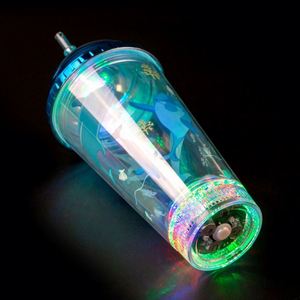 Gobelet isotherme double paroi LED multicolore 16 oz avec paille en plastique clignotante pour articles promotionnels de fête - Product Image 3