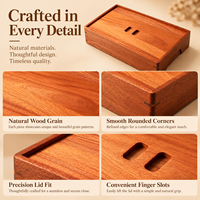 Boîte de rangement en bois d'ébène avec couvercle en bois et ouvertures pour les doigts, pour bijoux, montres, thé, cartes, clés, rangement et présentation à la maison ou au bureau