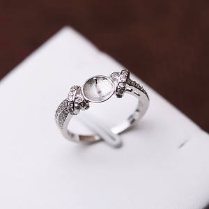 Anillo de Plata S925 con Boca Cerrada para Mujer, Adorno de Mano con Perla, Bandeja Vacía para Joyería DIY, Componentes para Joyería - Product Image 2