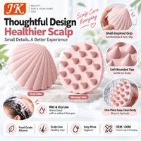 Brosse de massage du cuir chevelu en silicone en forme de coquille Jinke, poils doux, ISO13485, réutilisable, 7x9cm, pour la douche, usage quotidien, pour hommes et femmes