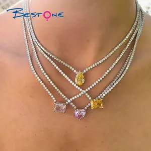 Offre Spéciale de luxe plein diamant coeur Zircon Chokers Tennis chaîne collier pour les femmes