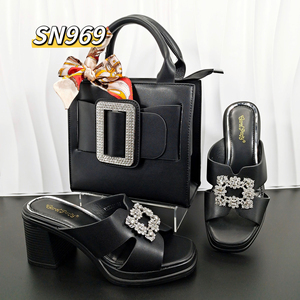 Inmyshop 2024 nouveau talon bas de haute qualité chaussures italiennes et sac ensemble belle Pu dame chaussures Match sac écharpes plate-forme fête - Product Image 2