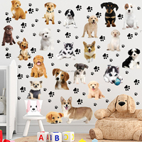 Dessin animé chien stickers muraux autocollants animaux mignons décoration de chambre d'enfant papier peint auto-adhésif
