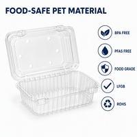 Conteneur à fruits personnalisable, recyclable, transparent en PET, avec charnière, de qualité supérieure, 250 ml, 500 ml, pour supermarché