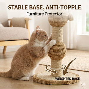 Tour de griffoir vertical moderne de luxe en sisal avec double boule à griffer pour chat, vente en gros - Product Image 4
