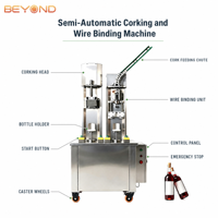 Machine semi-automatique de bouchonnage et de ligature de capsules métalliques 600BPH pour bouteilles de champagne et de vin mousseux en verre