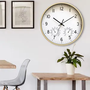 Reloj de pared de plástico minimalista moderno Diseño nostálgico con termo-higrómetro Reloj de pared más vendido