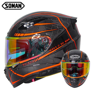 Caschi da motociclista in fibra di carbonio SOMAN X7 con doppia lente cromata Capacetes Premium Casco prodotto - Product Image 1