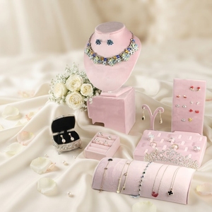 Nuovo Set Espositivo Portatile di Lusso in Velluto Moderno e alla Moda, Serie <span class=keywords><strong>Rosa</strong></span>, Personalizzabile, per Anelli, Orecchini e Collane - Product Image 2
