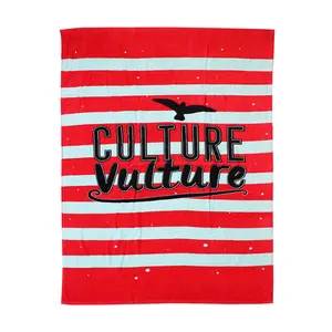 Cut Velvet Reactive Printing Customized Breathable 100% Organic Cotton Designs Big Beach Towel