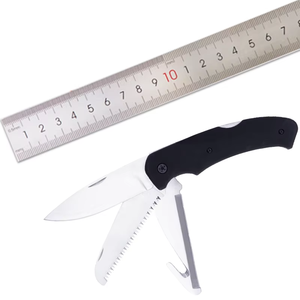 Portable Outdoor Camping and Hunting DIY OEM Folding Bushcraft Knife with Laser Engraving 3 <strong>Blades</strong> Plastic Saw &amp; Rope Cutter - Product Image 6