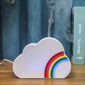 Diffuser Minyak Esensial USB Ramah Lingkungan, Humidifier Plastik Bentuk Awan Pelangi, Aroma Ultrasonik <span class=keywords><strong>Nebulizer</strong></span> Desain Lucu dengan Lampu LED - Product Image 1