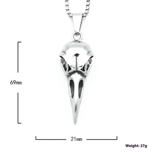 Collar con Colgante de Calavera de Cuervo en Acero Inoxidable, Joyería Gótica, Estilo Hip Hop, Cadena de Moda Única, Accesorio de Diseño Personalizado para Hombre - Product Image 5