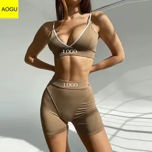 Benutzer definiertes Logo hochwertige Sport-BH atmungsaktive Yoga-BH Active Wear Gym Workout sexy Frauen Sport-Set