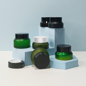 Wholesale Round Tower Shoulder Frosted <b>Empty</b> Pink Amber Face Cream <b>Jar</b> 30g 50g Slanted Shoulder Glass Cosmetic <b>Jar</b> for Skincare - Product Image 3