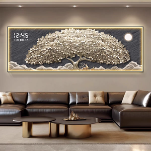 Décoration <span class=keywords><strong>murale</strong></span> d'arbre doré de luxe avec éclairage LED pour bureau, hôtel, restaurant, <span class=keywords><strong>horloge</strong></span> numérique, peinture électronique - Product Image 6