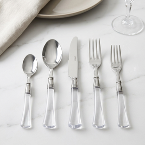 5 Pcs Stainless Steel Spoons Forks Knife Cutlery Set With Clear <b>Crystal</b> Handles Dining Tableware Reusable Restaurant Supplies - Product Image 1