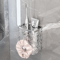 Support mural multifonctionnel en plastique PP pour salle de bain, sans perçage, étanche, pour cosmétiques et serviettes