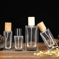 Flacons carrés en verre de 50 ml, 80 ml, 100 ml avec pompe pulvérisatrice, vides, pour parfum, voyage, vente en gros, utilisation comme diffuseur de sérum, sérigraphie