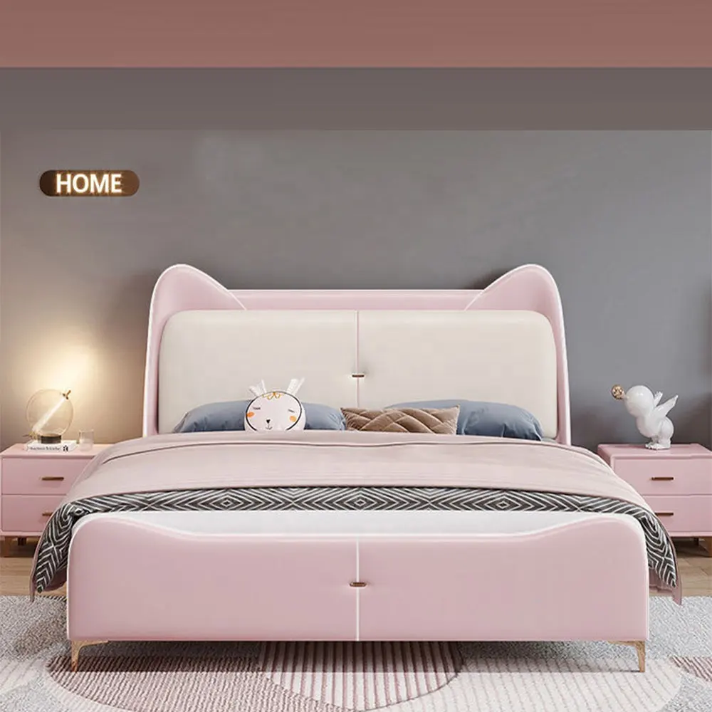 Factory Wholesale Children cat new design bed girls princess pink boy lovely double kids bed bedroom furniture set