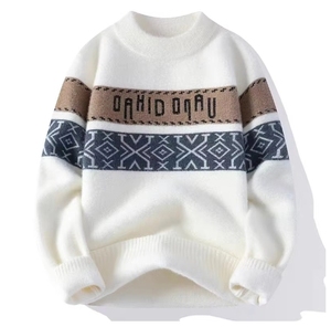 Jersey de invierno Streetlux, suéter grueso con forro polar grueso, suéter cálido de cuello redondo, suéter de invierno tejido de manga larga para hombre - Product Image 1