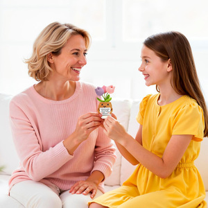 Tulipe au crochet, cadeau pour maman avec message doux, cadeau fait main pour la fête des mères, cadeaux d'anniversaire pour mamans, souvenir d'appréciation mignon - Product Image 4