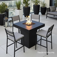 Ensemble de table de bar d'extérieur moderne avec foyer rectangulaire à gaz propane pour patio, bord de piscine et jardin