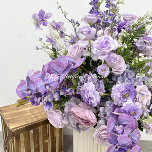 Custom Wedding <b>Table</b> Centerpieces Real Touch Purple Silk Flower for Valentine's Day and Halloween Decorations - Product Image 3