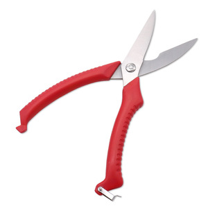 Kitchen Scissors Stainless Steel Red Straight Head Multi Functional Home Use Bone Fish Cutting Shears - Product Image 1