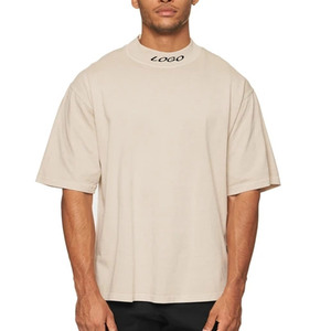 Camisetas Personalizadas de Algodón Grueso, Cuello Alto, Corte Holgado, Tallas Grandes, Camisetas Lisas con Cuello Redondo, Camisetas con Logotipo Personalizado, Camisetas Extra Grandes - Product Image 1