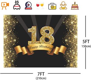 Fondo de Fiesta de Cumpleaños, Pancarta Grande de Tela Lavable con Purpurina para el 18 Cumpleaños - Product Image 2