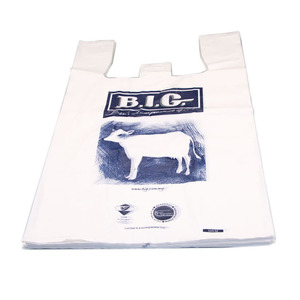 Wholesale Custom Logo Biodegradable Packaging Plastic Shopping Bag With T-shirt Handle