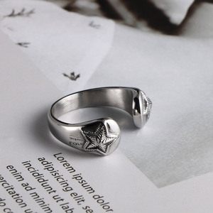 Star Patterned Open <b>Titanium</b> Steel <b>Ring</b> Unisex Fashion Jewelry SA965 - Product Image 5