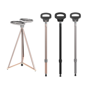 Bâton de marche pliable multifonctionnel en alliage d'aluminium pour la randonnée en plein air et l'utilisation par les personnes âgées, couleurs or, noir, argent - Product Image 2