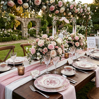 Service de table en céramique rouge floral vintage personnalisé, formes variées, assiettes, bols, tasses à thé, soucoupes en porcelaine fine, ensemble de vaisselle