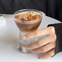Vaso Transparente de Vidrio de Borosilicato de Alta Calidad Estilo INS de 400 ml para Fiestas, Café Helado, Desayuno, Leche