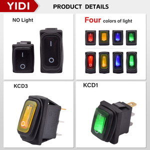 สวิตช์โยกแบบกันน้ำสำหรับเรือ รุ่น KCD1 KCD3 12V 24V 220V 2 3 ขา รูปทรงสี่เหลี่ยม แบบ ON-OFF พร้อมไฟ LED สีแดง เขียว น้ำเงิน เหลือง - Product Image 2