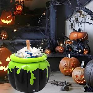 JOSEN Halloween Grand récipient isotherme gonflable noir en forme de chaudron avec agitateur - Matériau PVC Décoration portable pour piscine extérieure - Product Image 4