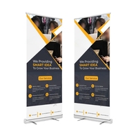 Support de bannière publicitaire rétractable et réglable en aluminium argenté, 80x200cm, léger, portable, avec pieds en plastique