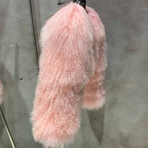 Caldo di vendita invernale mongolia <span class=keywords><strong>pelliccia</strong></span> genuina cappotti di <span class=keywords><strong>pelliccia</strong></span> di colore rosa chiaro da donna - Product Image 4