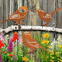 Nuevas Decoraciones de Jardín de Pájaros de Metal Oxidado, Adornos Rústicos de Pájaros para Cercas de Patio Exterior, Artesanía de Hierro Hecha a Mano al por Mayor