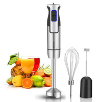 Mixeur plongeant à batterie rechargeable avec moteur 100% cuivre, 4 lames en acier inoxydable, 5 vitesses et fonction de broyage de glace