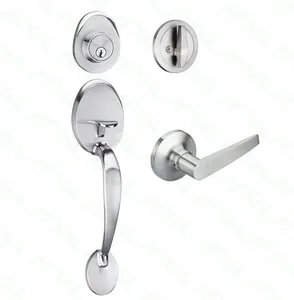 2024 new arrival satin nickel zinc alloy thumb button cheaper price but high quality entrance Grip handle lock door lock