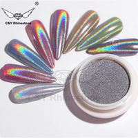 Poudre à Ongles CY Multicolore Argent Acrylique Métallique Effet Miroir Magique en Vrac Laser Holographique Ultra Pailletée
