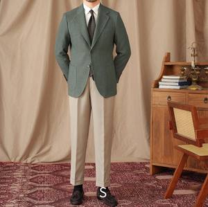 Veste de costume pour <span class=keywords><strong>homme</strong></span> en <span class=keywords><strong>jean</strong></span> bleu de haute qualité, décontractée, respirante, extensible, à simple boutonnage, à revers en pointe, coupe ajustée, <span class=keywords><strong>blazer</strong></span> sport pour <span class=keywords><strong>homme</strong></span> - Product Image 6