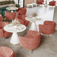 Chaises basses KSL, table basse élégante et fauteuil canapé, pieds en acier inoxydable, canapé simple en tissu de velours pour café et restaurant