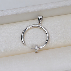 Colgante de Plata S925 para Mujer con Incrustaciones de Perlas de 8-9 mm, Accesorios de Joyería Hechos a Mano, Tocado con Personalidad, Bandeja Vacía Incluida - Product Image 2