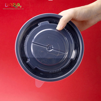 Bol à soupe en plastique micro-ondable étanche, récipient à emporter pour ramen chaud avec couvercle hermétique, biodégradable, jetable, 450 ml