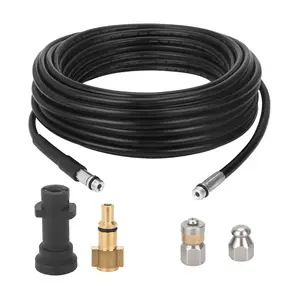 Pressure Washer Drain Pipe Hose Cleaning Kit with Rotating Jet Nozzle