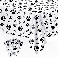 Nappe jetable rectangulaire en plastique avec motif de patte de chien, 54 x 108 pouces, décoration pour fête d'anniversaire d'animaux de compagnie, 1 paquet
